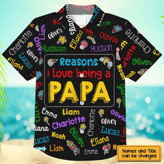 Gift for Grandpa,Father  Kids Name Word Art Hawaiian Shirt