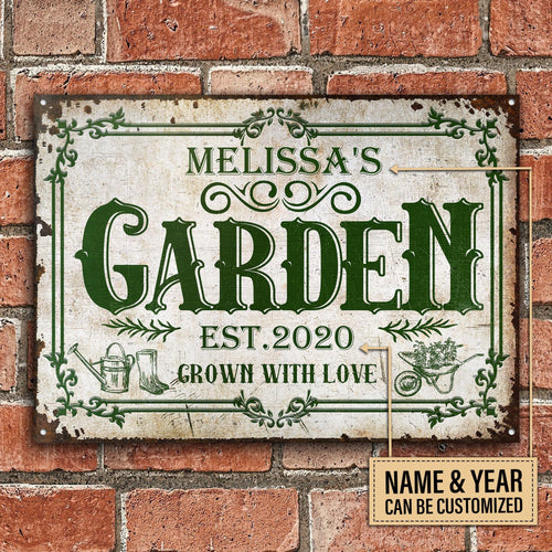 Personalized Gardening Grown With Love Customized Classic Metal Signs - Garden Signs - Gift For Garden Lovers