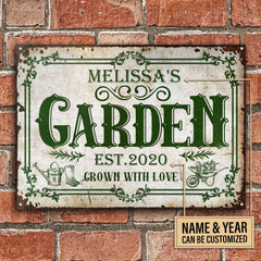 Personalized Gardening Grown With Love Customized Classic Metal Signs - Garden Signs - Gift For Garden Lovers