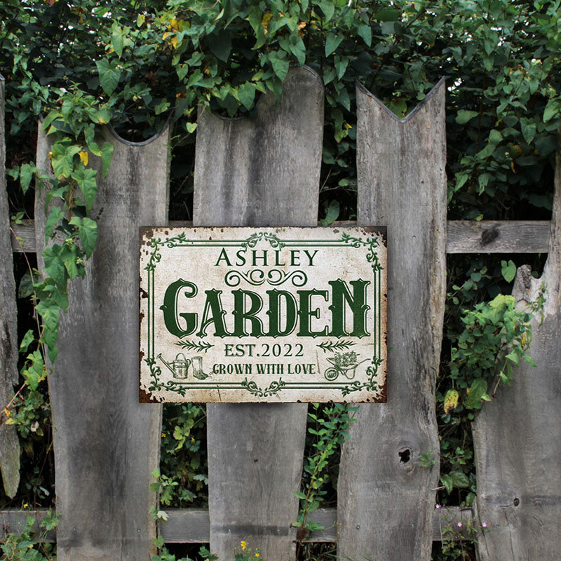 Personalized Gardening Grown With Love Customized Classic Metal Signs - Garden Signs - Gift For Garden Lovers