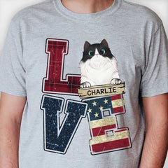 L.O.V.E Cat - Gift for Dad, Personalized Unisex T-Shirt