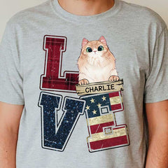 L.O.V.E Cat - Gift for Dad, Personalized Unisex T-Shirt