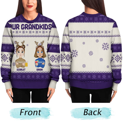 Flat Art - Christmas, Funny Gift For Family, Couple, Dad, Mom, Grandpa, Grandma - Personalized Unisex Ugly Sweater