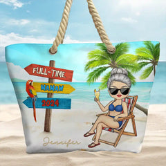 Retired Full Time Grandma - Personalized Beach Bag