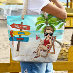 Retired Full Time Grandma - Personalized Beach Bag