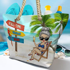 Retired Full Time Grandma - Personalized Beach Bag