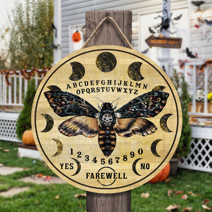 Witch Moth Ouija Board Custom Wood Circle Sign Halloween Decorations