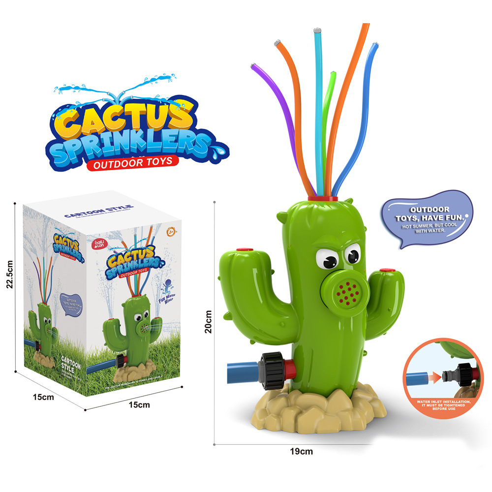 Spinning Cactus Sprinkler - Outdoor Auto Watering Toy for Garden and Backyard Fun