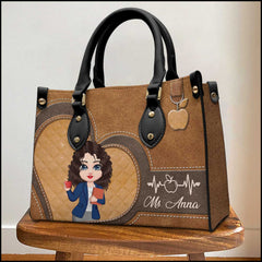 Pretty Doll Teacher Love Personalized Leather Handbag Perfect Gift for Teachers