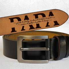 Personalized Engraved Dad Papa Grandpa Little Heart Kids Leather Belt