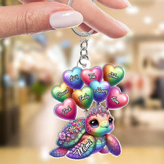 Pretty Sea Turtle Nana Auntie Mom Sweet Heart Balloon Kids Personalized Keychain