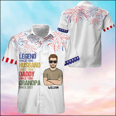 Legend Husband Daddy Personalized Hawaiin Shirt Dad Happy Independence Day 4th Of July