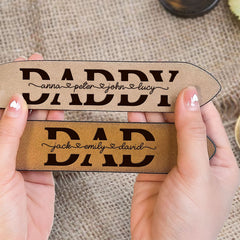 Personalized Engraved Dad Papa Grandpa Little Heart Kids Leather Belt