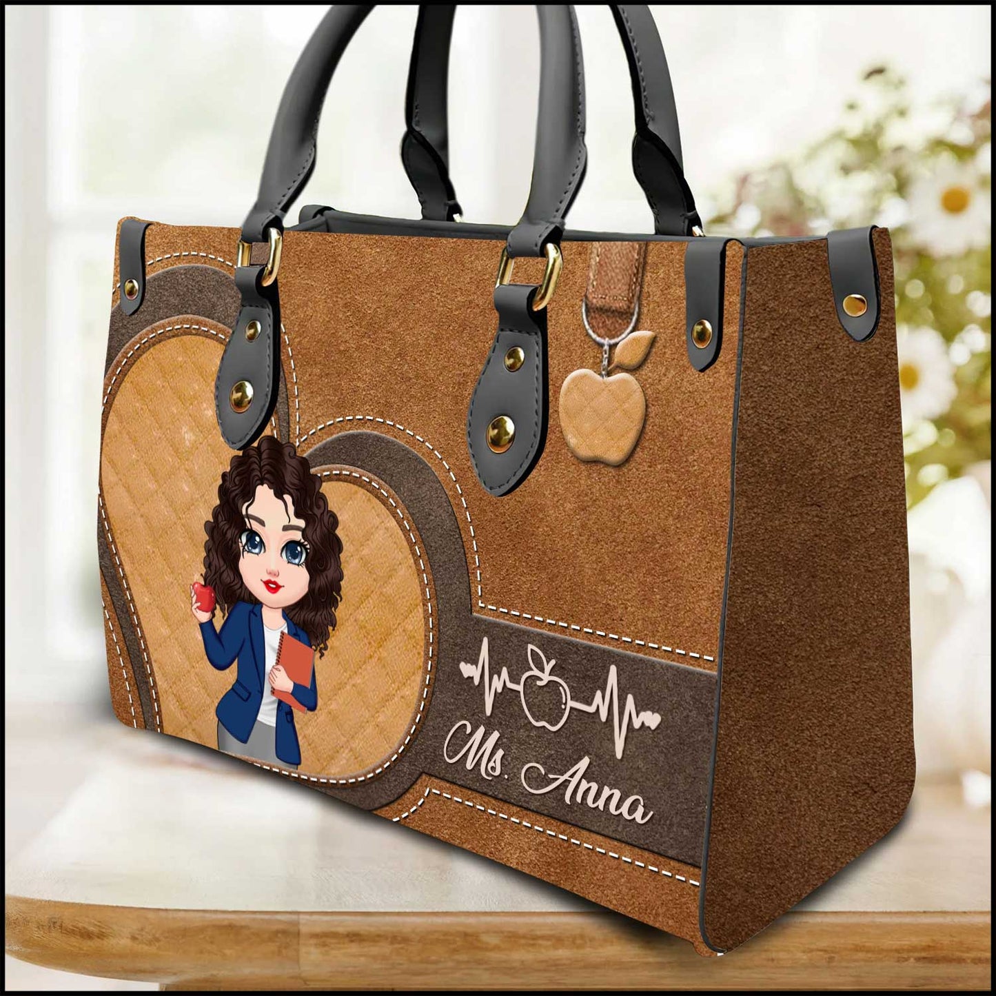 Pretty Doll Teacher Love Personalized Leather Handbag Perfect Gift for Teachers