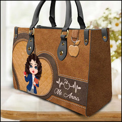 Pretty Doll Teacher Love Personalized Leather Handbag Perfect Gift for Teachers