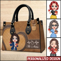 Pretty Doll Teacher Love Personalized Leather Handbag Perfect Gift for Teachers