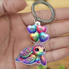 Pretty Sea Turtle Nana Auntie Mom Sweet Heart Balloon Kids Personalized Keychain