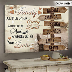 Family A Little Bit Of Crazy - Personalized Canvas - Gift For Family