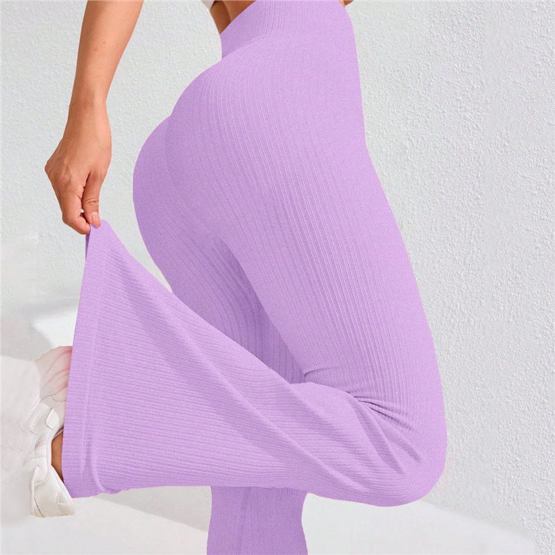 High Waisted Threaded Horn Yoga Pants, Hip Lifting Fitness Pants