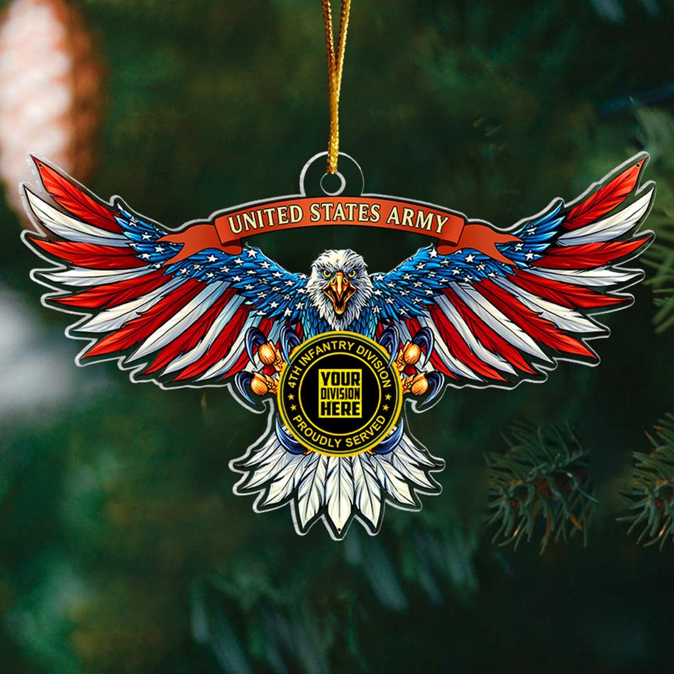 U.S. Veteran American Eagle Veteran Flag Custom Ornament With Division and Branch