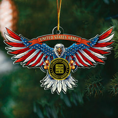 U.S. Veteran American Eagle Veteran Flag Custom Ornament With Division and Branch