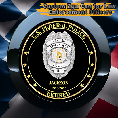 Custom Engraved Metal Nicotine Pouches Can for Law Enforcement Officers