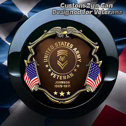 Personalized Metal Nicotine Pouch Can for Veterans – Engraved Zin Tin – Durable & Stylish Tobacco Storage