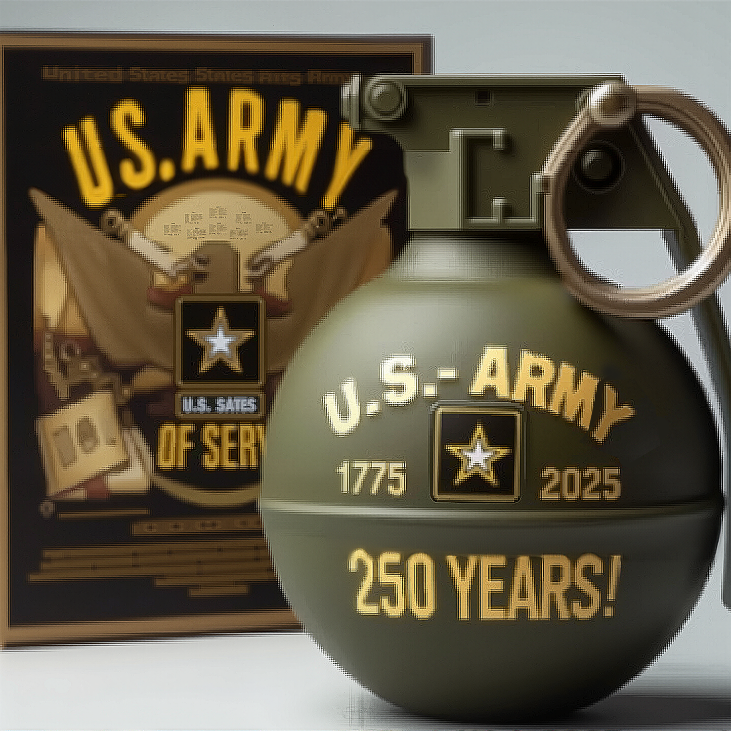 250th Anniversary U.S. Armed Forces Grenade Resin Craft - Commemorative Desktop and Car Decor
