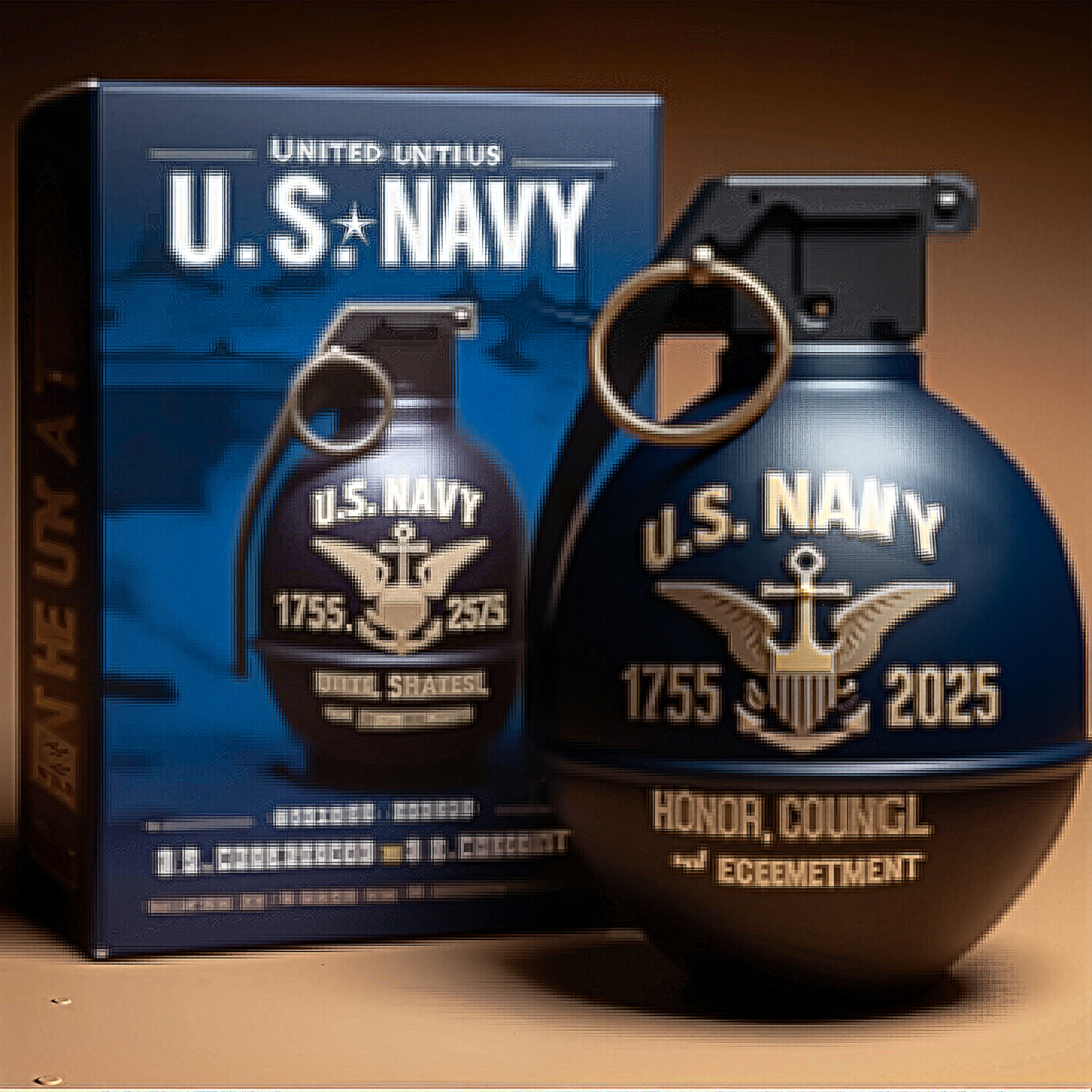 250th Anniversary U.S. Armed Forces Grenade Resin Craft - Commemorative Desktop and Car Decor