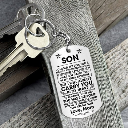 Custom Keychain Gift For Son - Personalized Gifts For Son - I Closed My Eyes For But A Moment And Suddenly Aluminium Keychain