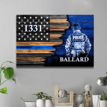 Police Officer Suit Half Thin Blue Line Flag Personalized posters Print