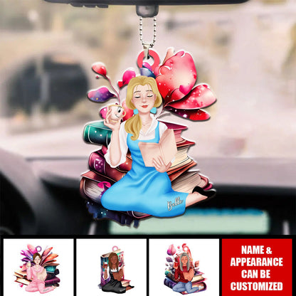 A Sitting Girl, Read Book Lover - Personalized Acrylic Ornament