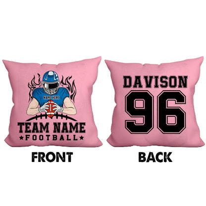 Personalised Football Cushion Cover Bedroom Personalized Football Theme Custom Clipart Player Name & Number Football Gift