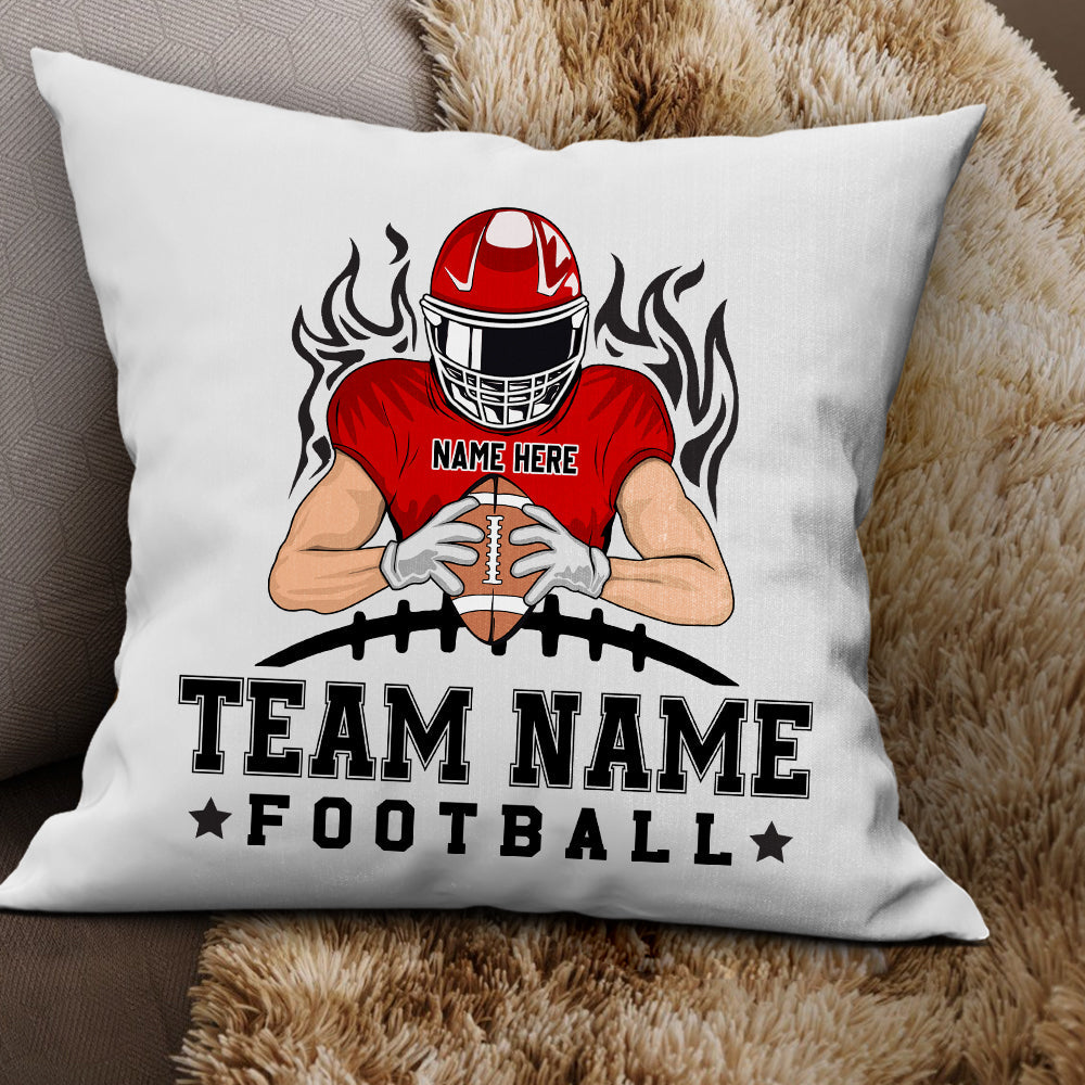 Personalised Football Cushion Cover Bedroom Personalized Football Theme Custom Clipart Player Name & Number Football Gift