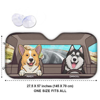 Dogs And Cats - Personalized Auto Sunshade - Gift For Pet Lovers