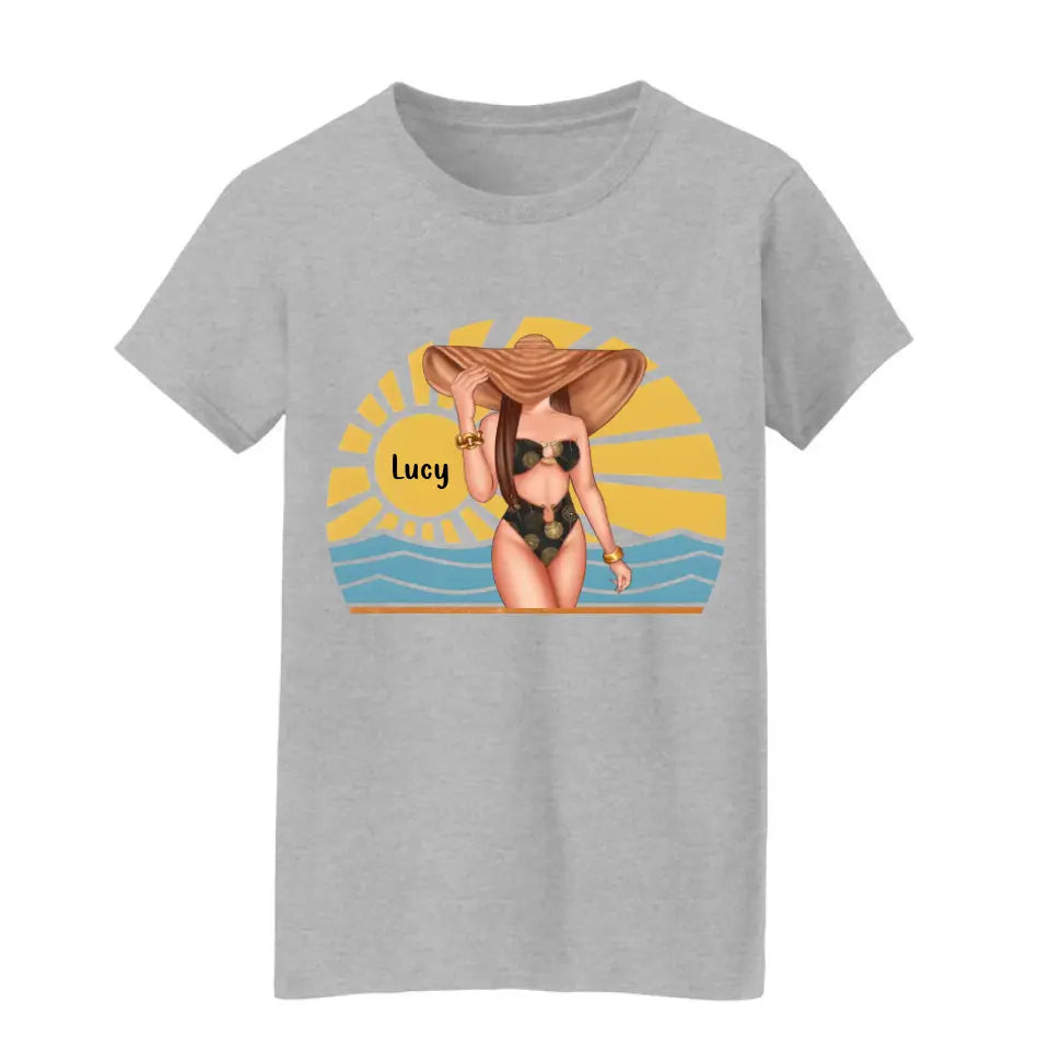 Just A Girl Who Loves Beach - Personalized Shirt - Birthday Summer Gift For Girls, Besties, Mom, Daughters, Sisters
