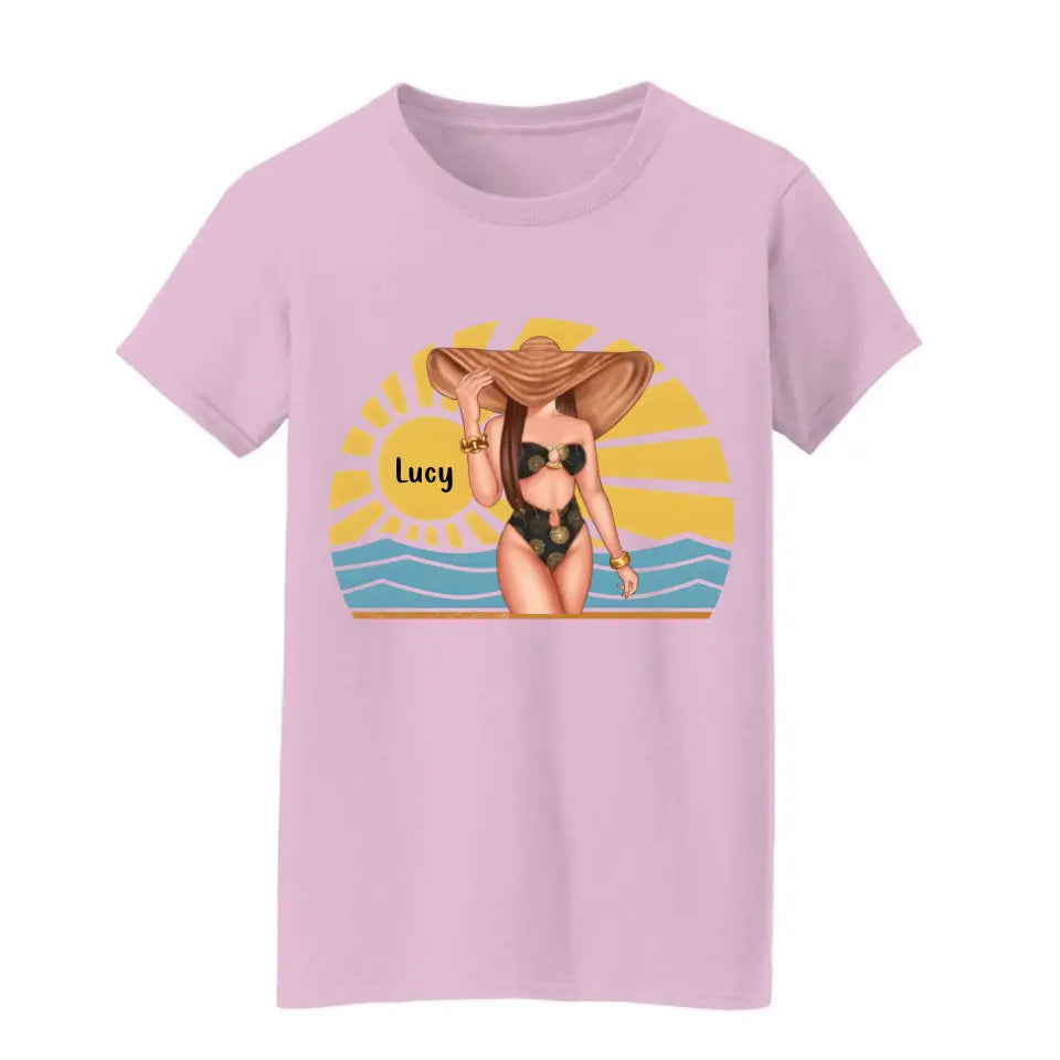 Just A Girl Who Loves Beach - Personalized Shirt - Birthday Summer Gift For Girls, Besties, Mom, Daughters, Sisters