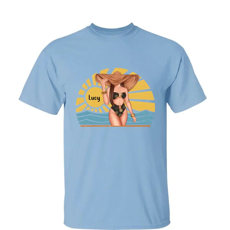 Just A Girl Who Loves Beach - Personalized Shirt - Birthday Summer Gift For Girls, Besties, Mom, Daughters, Sisters