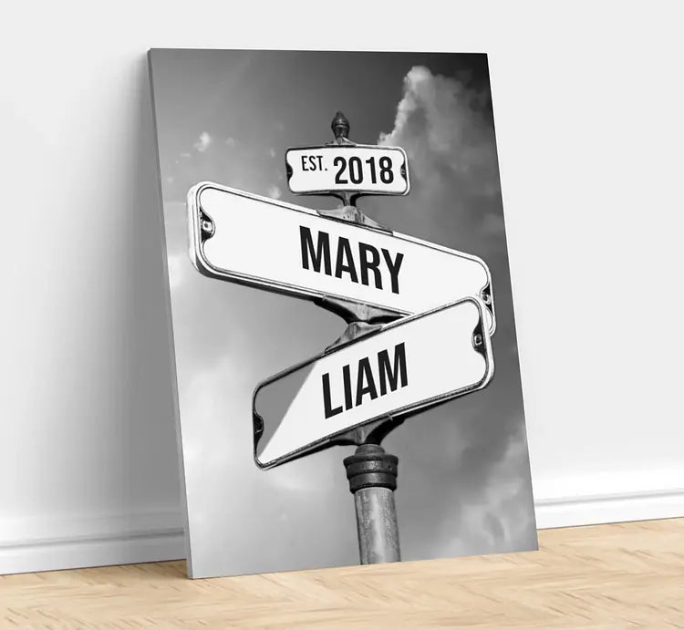 Personalized Canvas Vintage Street Sign for couples