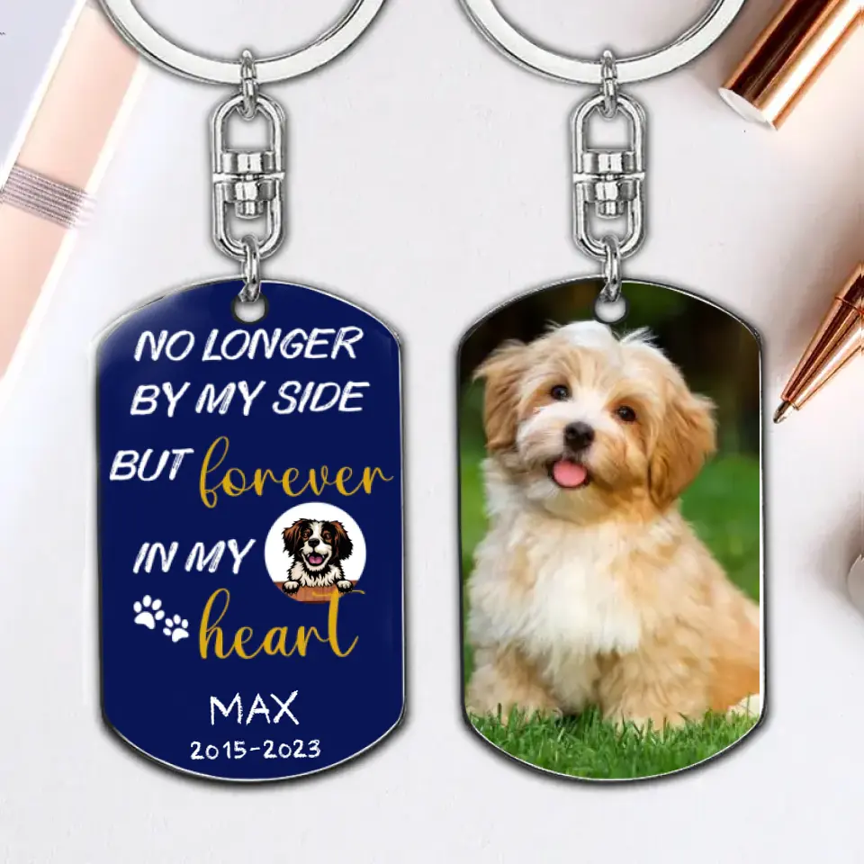 No Longer By My Side But Forever In My Heart - Dogs Keychain Memorial Gift