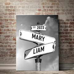 Personalized Canvas Vintage Street Sign for couples