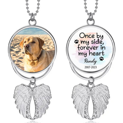 Once By My Side, Personalized Angel Wings Keychain, Car Hanger, Custom Photo