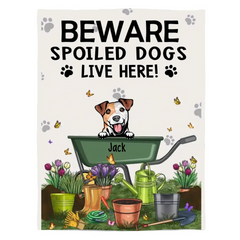 Warning Garden Blanket, Gifts For Dog Lovers, Beware Spoiled Rotten Dogs Live Here Funny Warning Blanket