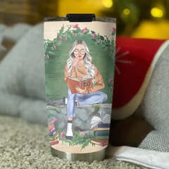 Custom Book Titles - Personalized Tumbler Cup - A Sitting Girl, Read And Chill