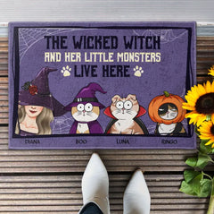 The Wicked Witch And Her Little Monsters Live Here - Personalized Doormat