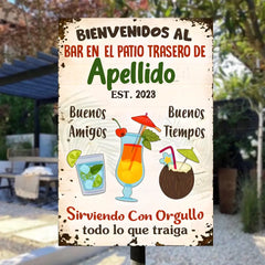 Family Backyard Bar Patio Spanish Metal Sign