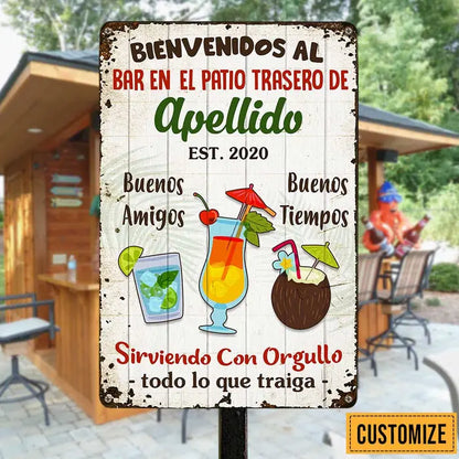 Family Backyard Bar Patio Spanish Metal Sign