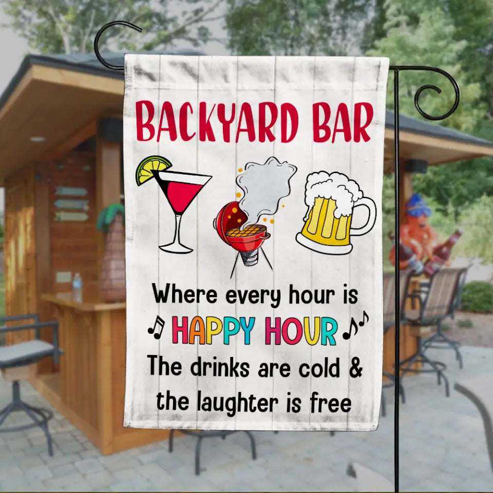 The Laughter Is Free Backyard Bar Gardening Flag