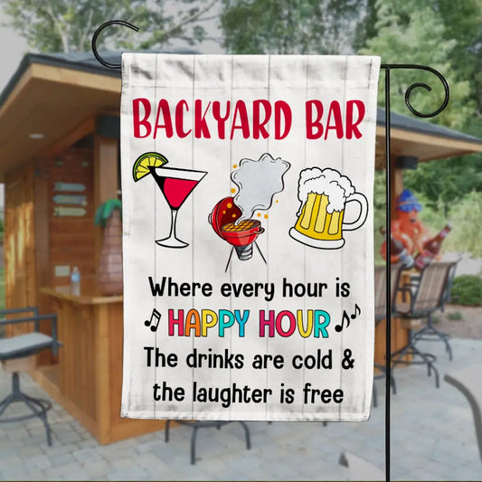 The Laughter Is Free Backyard Bar Gardening Flag