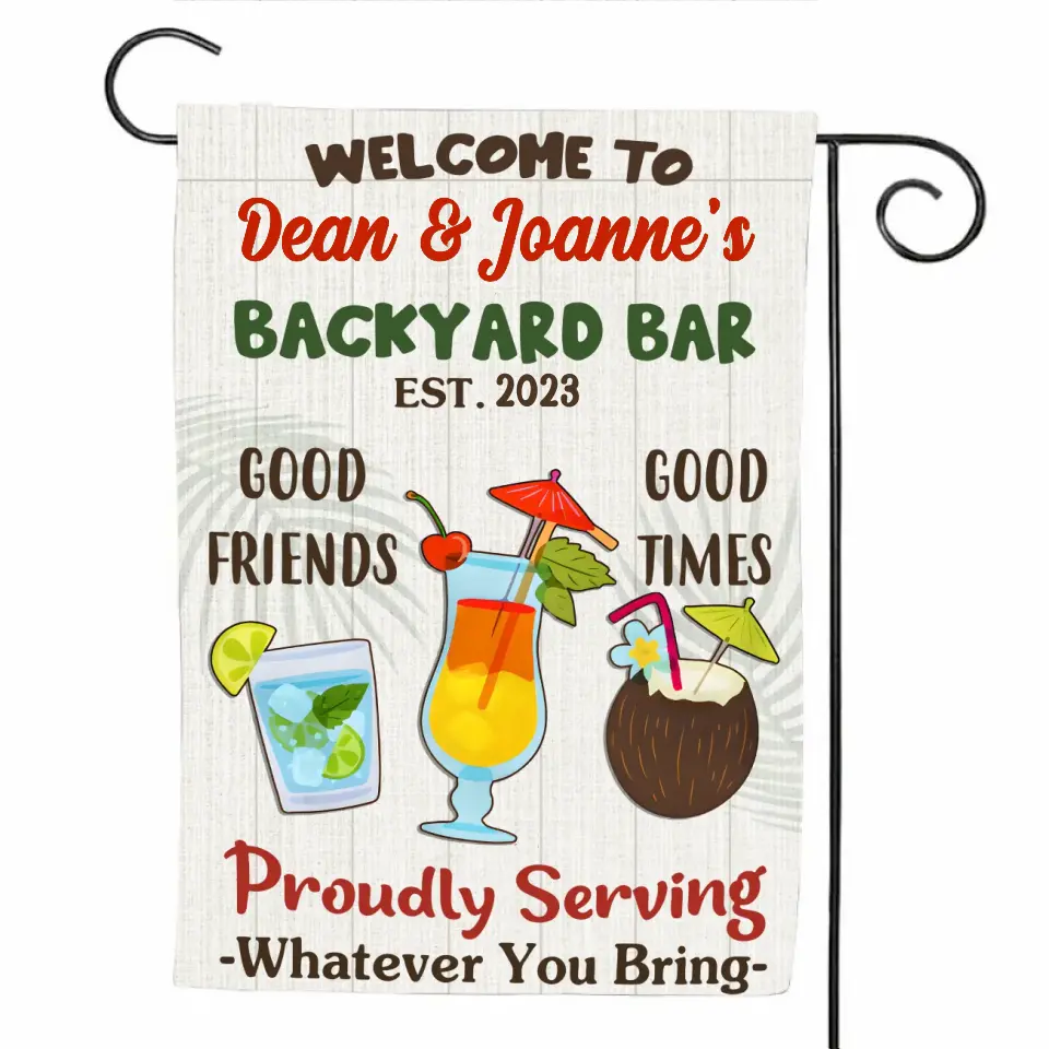 Backyard Bar Gardening Proudly Serving Flag